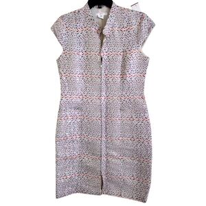 Leggiadro red white blue silver thread dress silk lining zipper front size 10